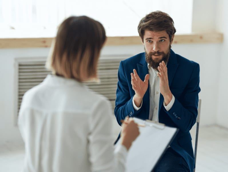 Two people having a discussion.