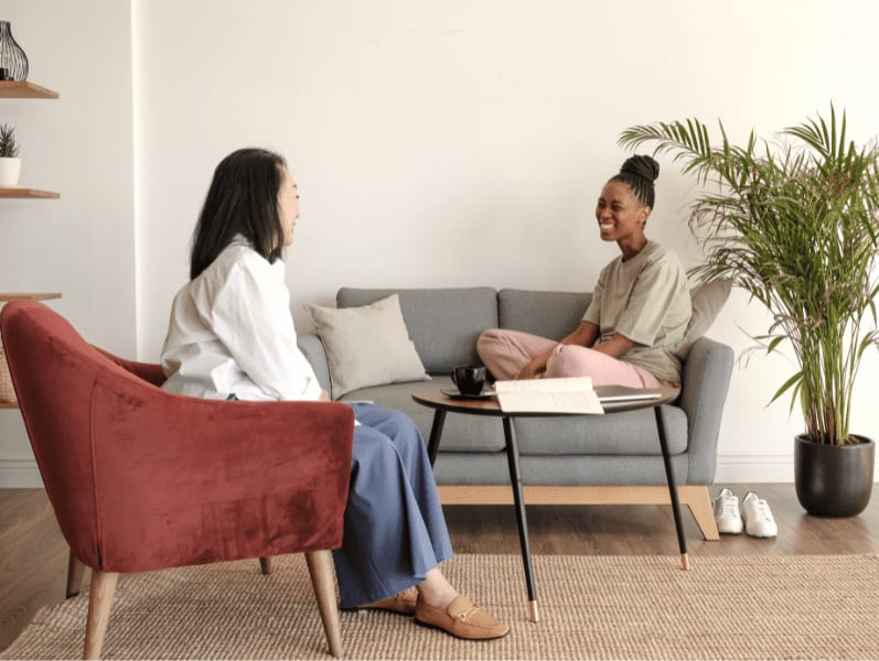 Young woman on a session with her therapist.