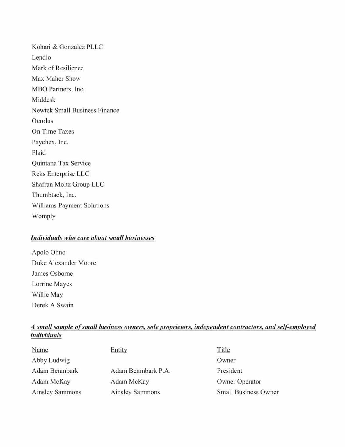 Gusto Joins Letter to Congress Urging Extension of the PPP - page 5/17